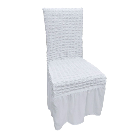 HUSE SCAUNE - Set, Huse Elastice Creponate, pentru Scaun, Universale, 6 buc, Alb