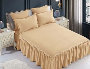 Set Lenjerie de Pat cu Volan, Uni, Finet Gros, 6 piese, Jojo [1]