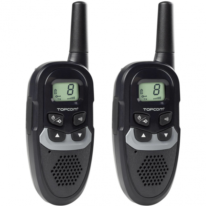 Statie radio Walkie Talkie Topcom RC-6410, PMR, 8 canale, doua bucati, Negre