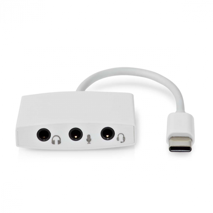 Adaptor USB-C tata - 3x audio 3.5mm mama, 0.1m, alb, Nedis