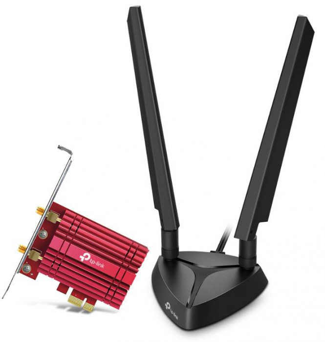 Adaptor wireless TP-Link, ARCHER TXE75E, AX5400, 2 x antene externe Dual-Band 5Ghz, 2.4 Ghz, PCI-E WI-FI 6E dimensiuni: 120.8 A 78.5 A 20.9 mm, Bluetooth 5.2.