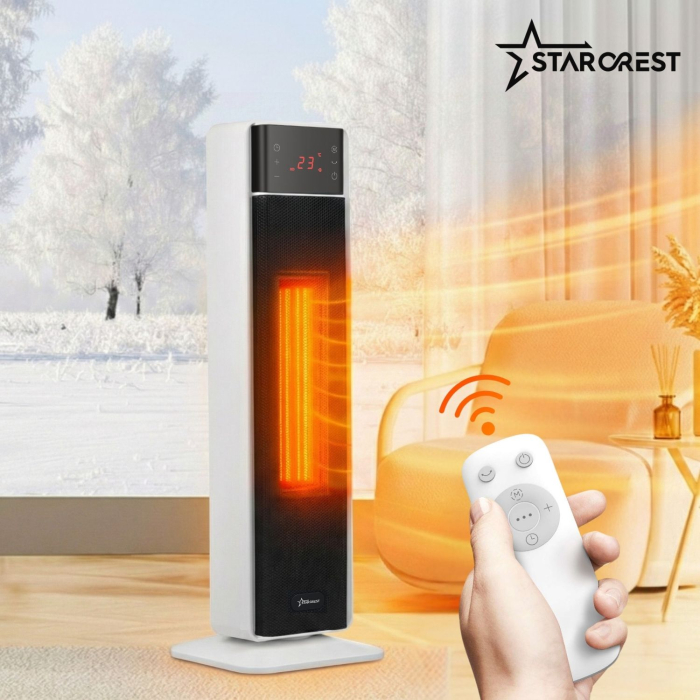 Aeroterma ceramica STARCREST SCH-T30BK, 2000W, Control digital, Functie de oscilare, Telecomanda, Functie ventilator, Temporizator, Siguranta anti cadere, Protectie supraincalzire [4]
