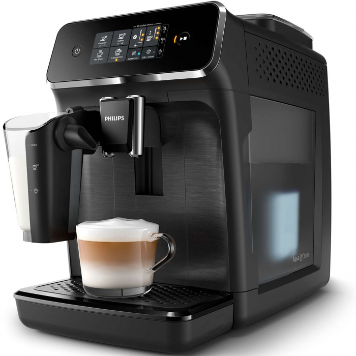 Aparat cafea, Philips, 1500W, 3 tipuri bauturi, Touchscree, Spumare lapte, 1.8 L, Negru