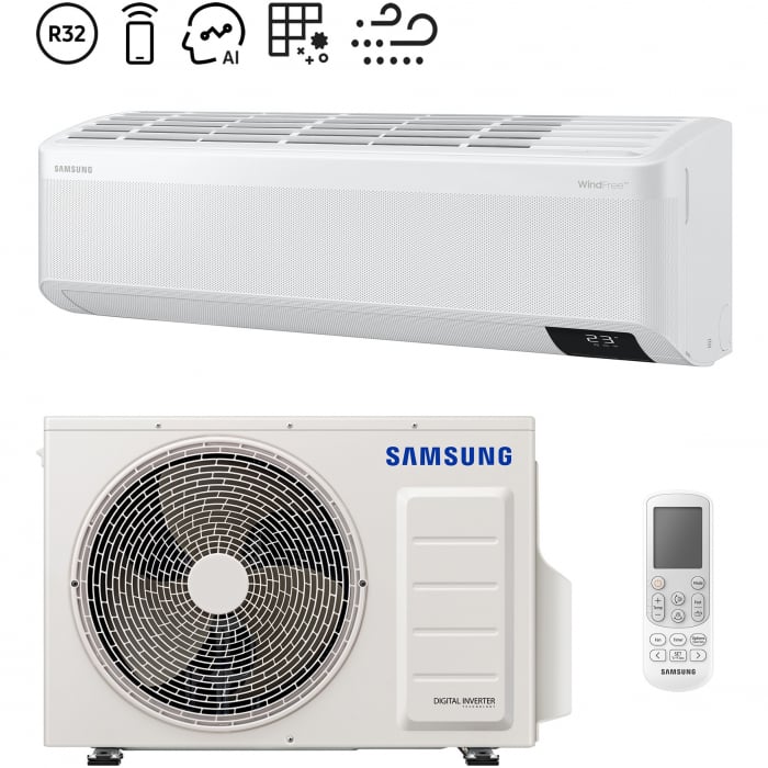 Aparat de aer conditionat Samsung Wind-Free Avant 9000 BTU Wi-Fi, Clasa A++ A++, Filtru Tri-Care, AI Auto Comfort, Fast cooling, AR09TXEAAWKNEU AR09TXEAAWKXEU, Alb