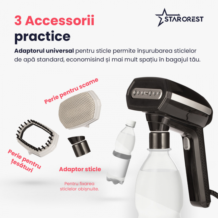 Aparat de calcat vertical STARCREST SGS-1520, 1500 W, Rezervor detasabil 260 ml, 3 Accesorii, Negru [5]