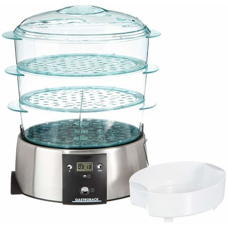 Aparat de gatit cu aburi Gastroback 42510, 650W, 9 l, Display LCD, Indicator luminos, Indicator nivel, Inox