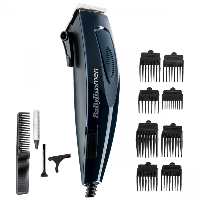 Aparat de tuns BaByliss E695E, 3-25 mm, 5 Trepte, 8 Accesorii, Albastru Negru