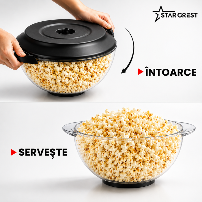 Aparat pentru popcorn STARCREST SPM-8055RD, 800W, Preparare in 4 minute, Bol Servire 5.7L, Plita detasabila, Rosu [4]