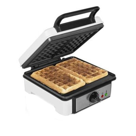 Aparat pentru preparat vafe Princess Waffle 132397, 1200 W, 2 Waffe, Termostat reglabil, Placi Antiaderente, Alb Negru