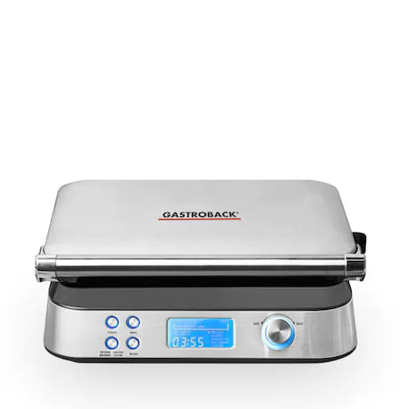 Aparat pentru vafe belgiene Gastroback 42424, Putere 1600W, 2 vafe belgiene, 5 programe, 7 setari temperatura, Afisaj digital, Inox