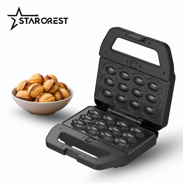 Aparatul pentru deserturi 4 în 1 STARCREST SDM-4110BX, 800W, placi detasabile cu invelis ceramic pentru vafe, nuci, gogosi si smile sandwich, negru [5]