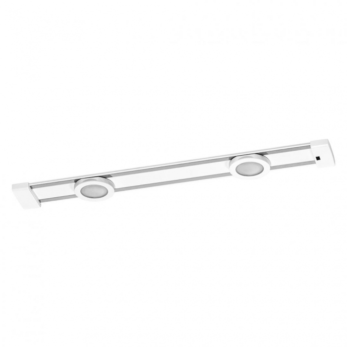 Aplica LED liniara Ledvance cu 2 spoturi aplicabile pe sina magnetica cu senzor de miscare, 7W, 400 lm, lumina neutra (4000K), IP20, montaj aplicat, cablu alimentator 1.5m, 445x71x59mm, Alb