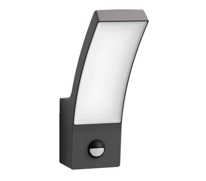 Aplica LED pentru exterior cu senzor de miscare Philips Splay, 12W, 1100 lm, lumina calda (2700K), IP44, 240x80x160mm, Antracit