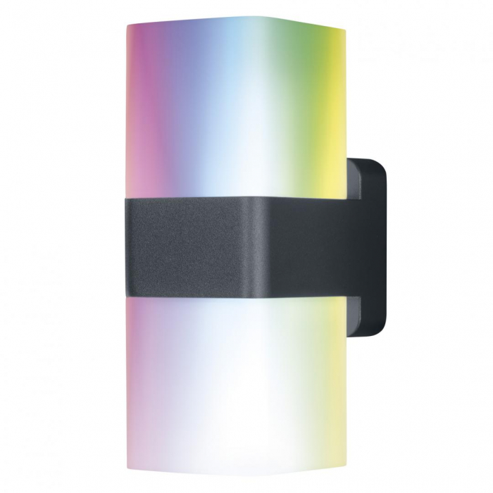 Aplica LED RGB pentru exterior Ledvance SMART+ Wifi Cube UpDown, 14W, 950 lm, lumina alba si color (3000K), IP44 IK03, 205x110x80mm, Gri inchis