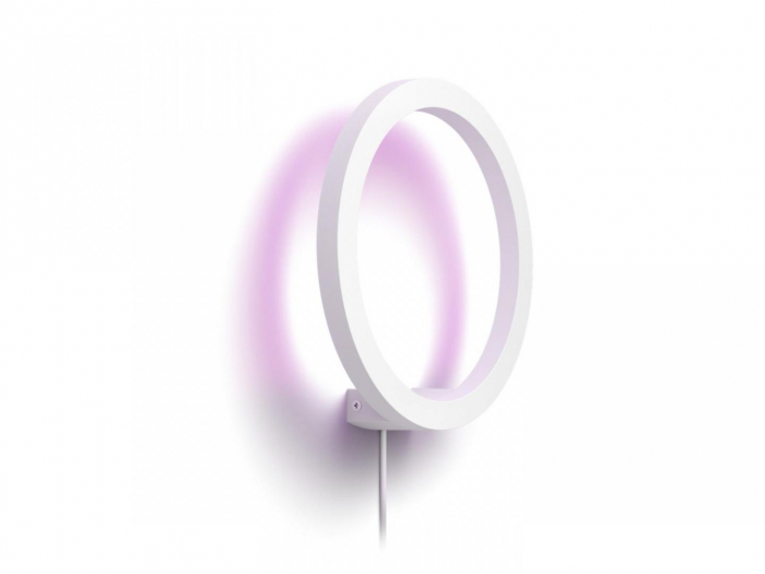 Aplica LED RGB Philips Hue Sana, Bluetooth, 20W (175W), 1400 lm, lumina alba si color (2200-6500K), IP20, 25.5cm, Alb