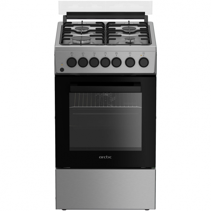 Aragaz mixt arctic amg5612stlx, gaz , 4 arzatoare, grill, clasa a, 50 cm, inox