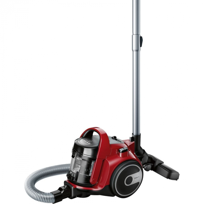 Aspirator fara sac bosch 3a bgc05aaa2, 700w, 1.5 l, filtru igienic pureair, perie parchet, easy clean, rosu negru
