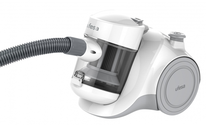 Aspirator fara sac ufesa as2300, 450w, capacitate 1.5l, filtru hepa, alb argintiu