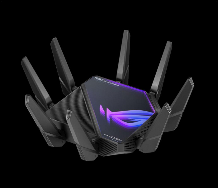 Asus Quad-band WiFi Gaming Router GT-AXE16000; Network Standard: WiFi 6 (802.11ax), WiFi 6E (802.11ax), Backwards compatible with 802.11a b g n ac Wi-Fi, 2.4GHz 1148Mbps, 5G-1Hz 4804Mbps, 5G-2Hz 4804M