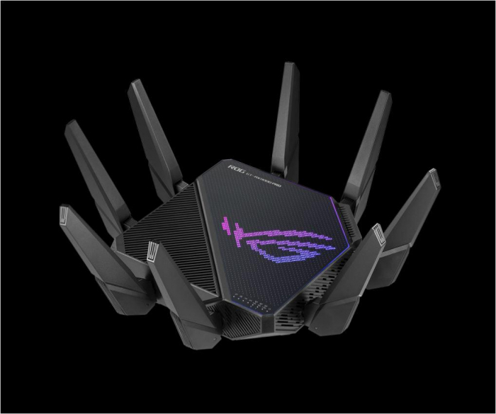 Asus Tri-band WiFi Gaming Router AX11000 PRO, GT-AX11000 PRO; Network Standard: IEEE 802.11ax, IPv4, IPv6, segment AX11000 ultimate AX performance, 2.4GHz 1148Mbps, 5G-1Hz 4804Mbps, 5G-2Hz 4804Mbps, 8