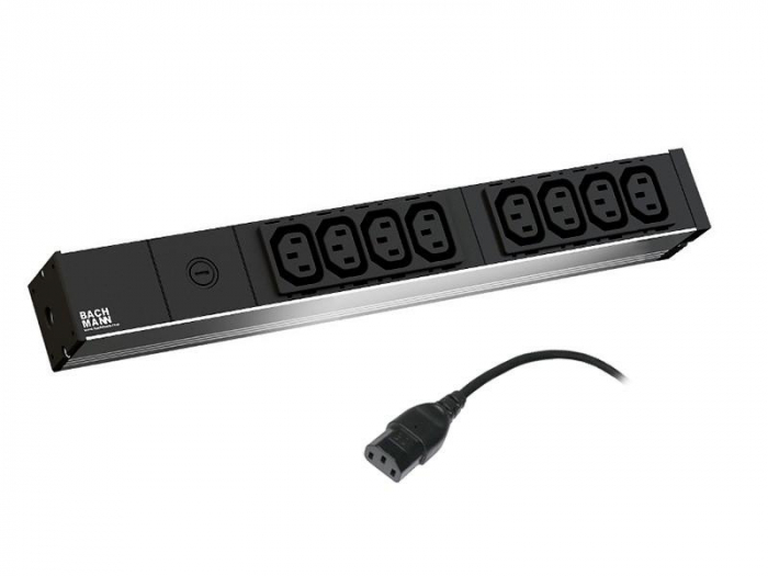 Bachmann IT PDU 8x prize IEC13,10A microfuse, interchangeable,in IEC 14 , Cable: 2.0m H05VV-F 3G 1.50 mm