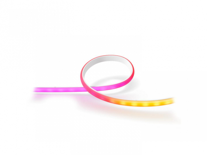 Banda LED RGB inteligenta Philips Hue Gradient Lightstrip, Bluetooth, 20W, 1600 lm, lumina alba si color (2000-6500K), IP20, 2 metri