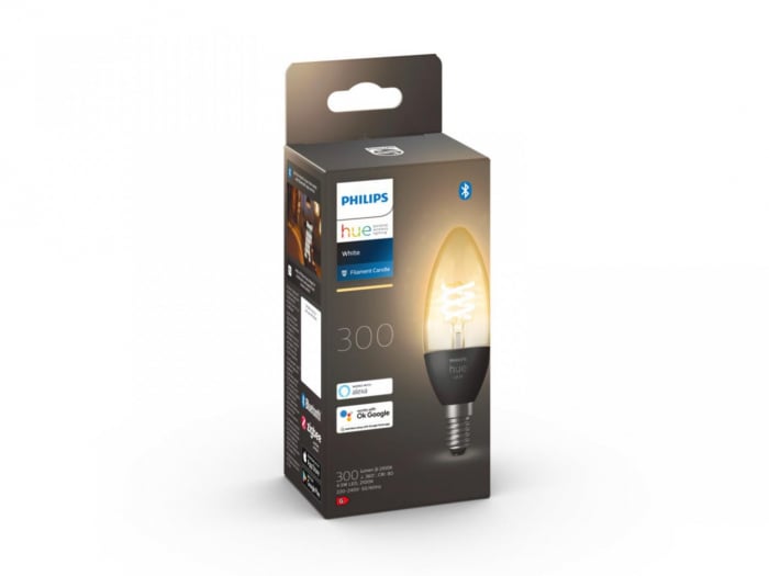 Bec LED inteligent Philips Hue B39, Bluetooth, E14, 4.5W (28W), 300 lm, lumina calda (2100K), cu filament