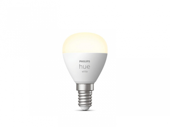 Bec LED inteligent Philips Hue P45, Bluetooth, E14, 5.7W, 470 lm, lumina calda (2700K)