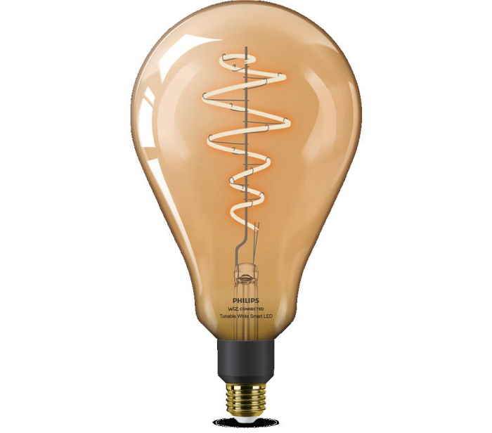 Bec LED inteligent vintage (decorativ) Philips Filament Bulb Amber PS160, Wi-Fi, Bluetooth, E27, 6W (25W), 390 lm, lumina alba (2000-5000K)