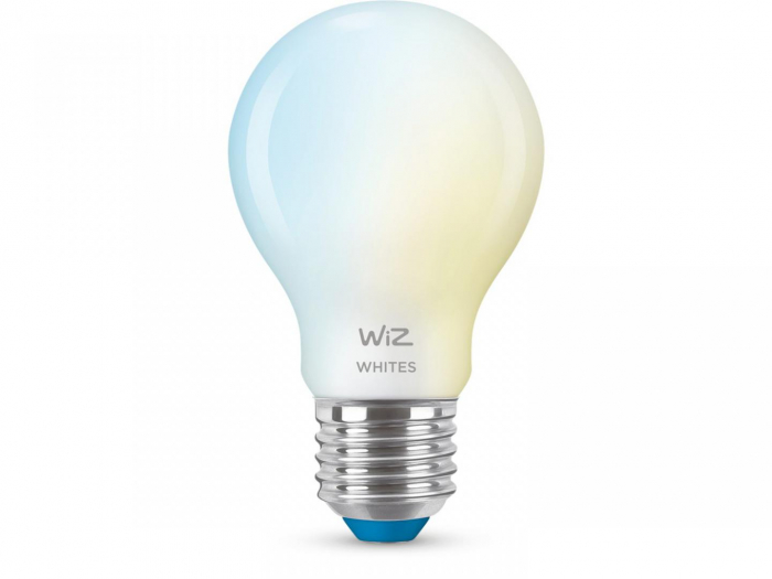 Bec LED inteligent WiZ Connected Whites A60, Wi-Fi, E27, 7W (60W), 806 lm, lumina alba (2700-6500K), compatibil Google Assistant Alexa Siri