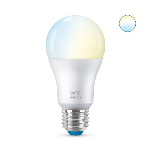 Bec LED inteligent WiZ Connected Whites A60, Wi-Fi, E27, 8W (60W), 806 lm, lumina alba (2700-6500K), compatibil Google Assistant Alexa Siri