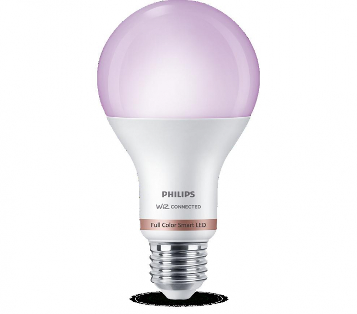 Bec LED RGB inteligent Philips Bulb A67, Wi-Fi, Bluetooth, E27, 13W (100W), 1521 lm, lumina alba si color (2200-6500K)