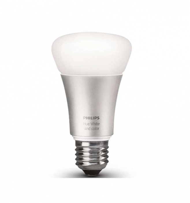 Bec LED RGB inteligent Philips Hue A60, Bluetooth, E27, 10W (60W), 806 lm, lumina alba si color (2200-6500K)