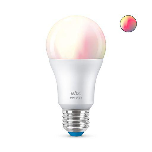 Bec LED RGB inteligent WiZ Connected Colors A60, Wi-Fi, E27, 8W (60W), 806 lm, lumina alba si color (2200-6500K), compatibil Google Assistant Alexa Siri