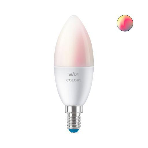 Bec LED RGB inteligent WiZ Connected Colors C37, Wi-Fi, E14, 4.9W (40W), 470 lm, lumina alba si color (2200-6500K), compatibil Google Assistant Alexa Siri