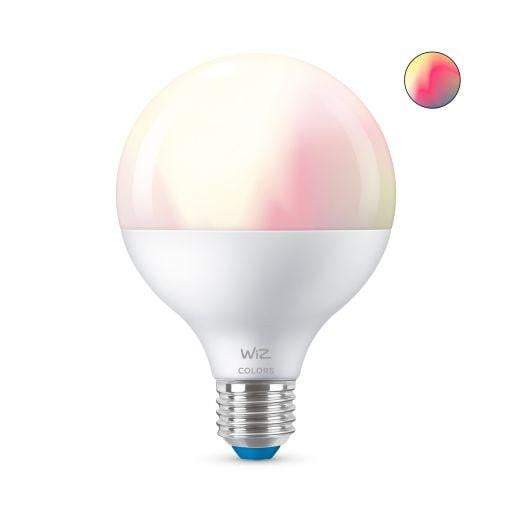 Bec LED RGB inteligent WiZ Connected Colors G95, Wi-Fi, E27, 11W (75W), 1055 lm, lumina alba si color (2200-6500K), compatibil Google Assistant Alexa Siri