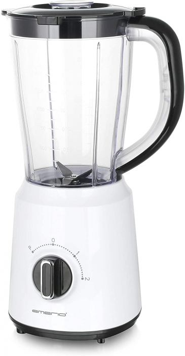 Blender Emerio BL-124816, 400 W, 2 viteze, functie pulse, vas sticla, 1.5 L, Alb