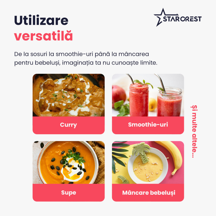 Blender STARCREST STB-15500B, 500 W, 1.5 l, 2 viteze + functie Pulse, Negru [5]