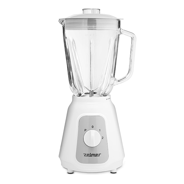 Blender Zelmer ZSB4707, 500 W, 4 lame inox, bol sticla, capacitate 1.5L, Zdrobire gheata, functie pulse, Alb