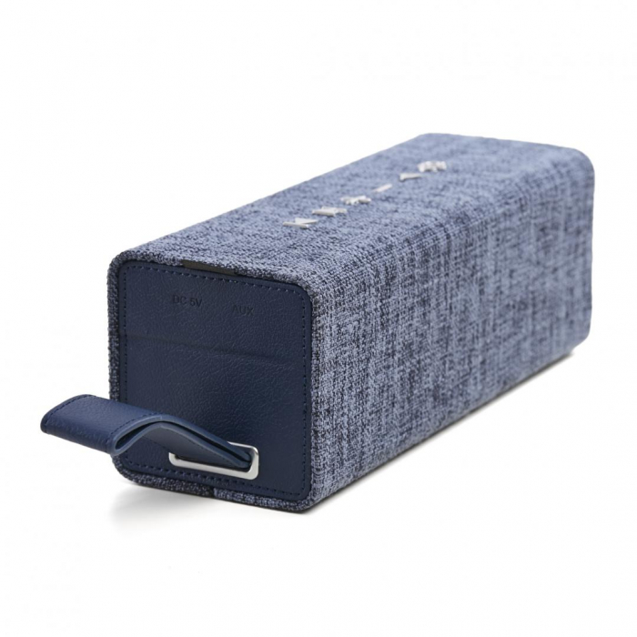 Boxa bluetooth Serioux, portabila, WAVE CUBE 12W, frecventa de raspuns: 90Hz-20KHz, raport semnal zgomot: 80dB, baterie: 4000mAH, autonomie: 8 ore, hands free, aux, material textil, albastru