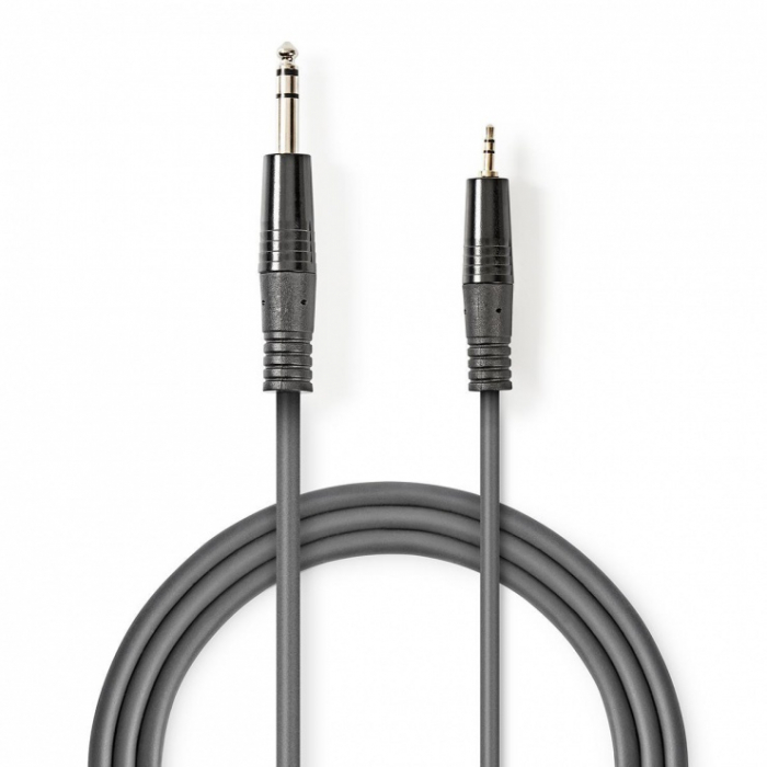 Cablu audio stereo 6.35mm tata - 3.5mm tata 1.5m gri nedis