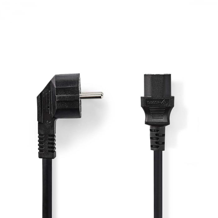 Cablu de alimentare 3 x 1.5 mm ² Schuko tata cotit - IEC-320-C13 2.0 m negru Nedis