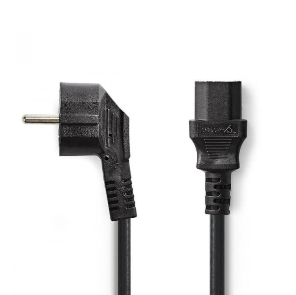 Cablu de alimentare Schuko tata cotit - IEC-320-C13 2m negru Nedis