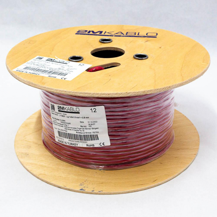 Cablu incendiu JY(St)Y...Lg 1x2x1.5 mm ² + 0.8 producator 2M Kablo, 3T11A045046-06ADiametru fir : 1.5 mmConductor torsadati in perechi infasurate in banda PET, ecranaj Al PET, cupru 100%Culori fire: