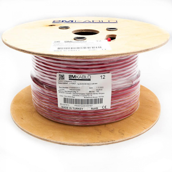 Cablu incendiu JY(St)Y...Lg 2x2x0.8 mm + 0.8 mmproducator 2M Kablo, 3T00000121-1-100Diametru fir : 0.8mmConductor torsadati in perechi infasurate in banda PET, ecranaj Al PET, cupru 100%Culori fire: