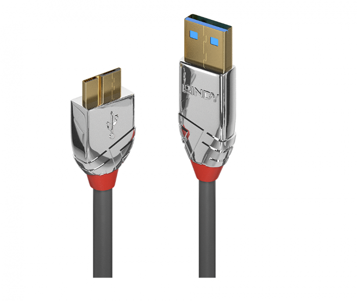 Cablu Lindy 0.5m USB 3.2 Type A to Micro-B, latime de banda 5Gbps, Cromo line