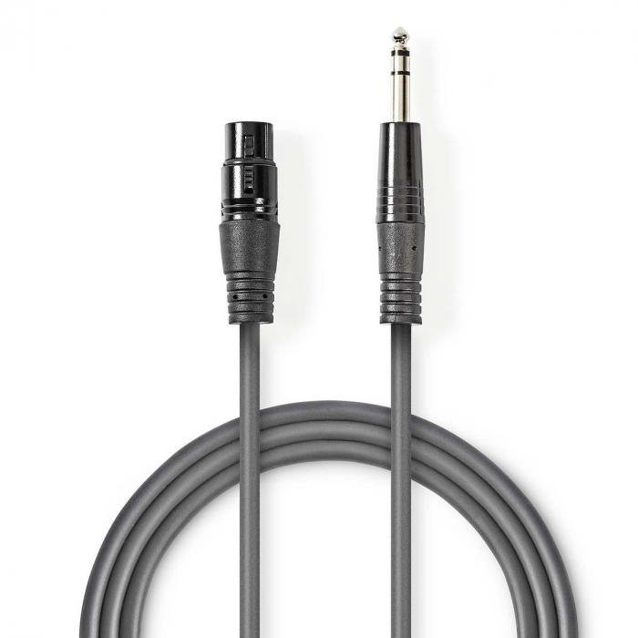 Cablu XLR stereo Nedis XLR 3-Pin mama - 6.35 mm tata 1.5m gri Nedis