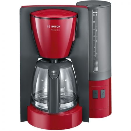 Cafetiera Bosch TKA6A044, 1.2 l, selector aroma, anti-picurare, oprire automata, program decalcifiere, Rosu