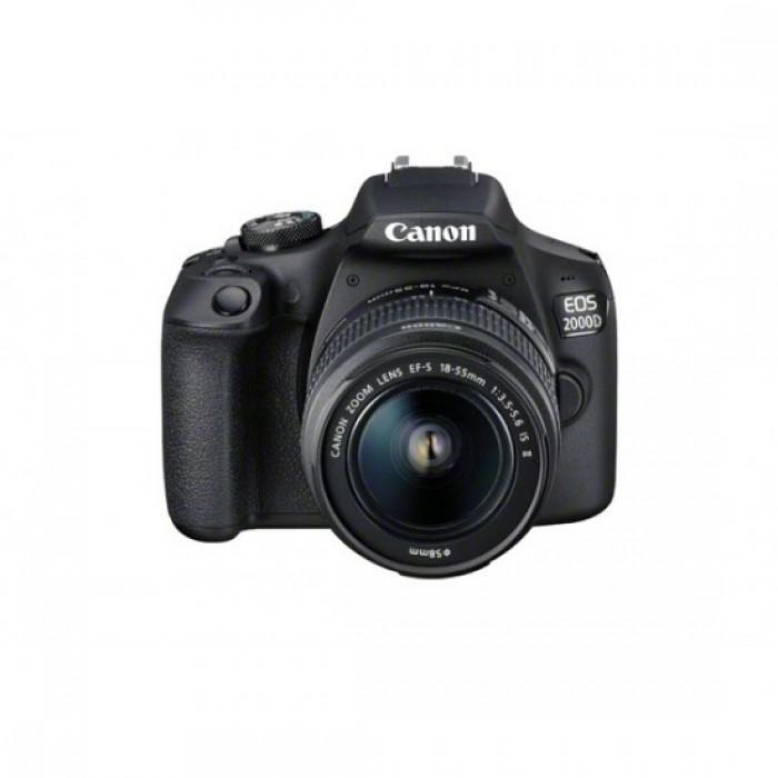 Camera foto Canon EOS-2000D kit, obiectiv EF-S 18-55mm f 3.5-5.6 IS II 24.1MP,3.0 TFT fixed DIGIC 4+, ISO 100-6400,FullHD movies 30fps,compatibil SD SDHC SDXC, 30-1 4000 sec,9 puncte de focus, HDMI m