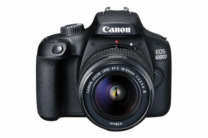 Camera foto Canon kit EOS-4000D + EF-S 18-55mm DCIII, 18.7MP,2.7 TFT fixed DIGIC 4+, 3 cadre sec, ISO 100-6400,FullHD movies 30fps,compatibil SD SDHC SDXC,30-1 4000 sec,9 puncte de focus HDMI mini,